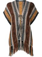 Alberta Ferretti Striped Poncho, Women's, Size: 44, White, Cotton