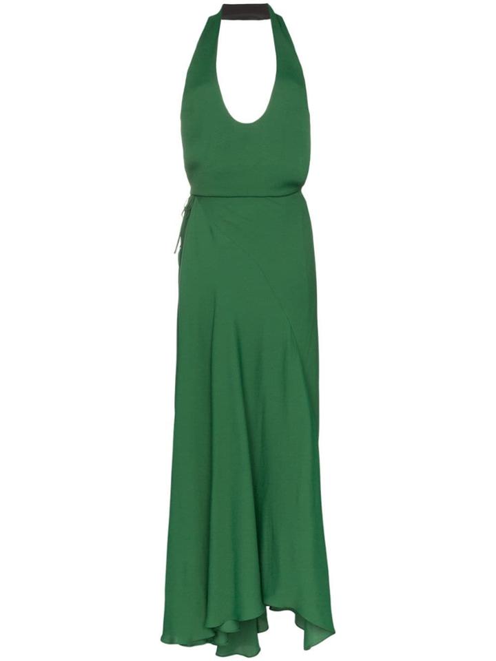 Haider Ackermann Halterneck Crepe De Chine Maxi Dress - Green