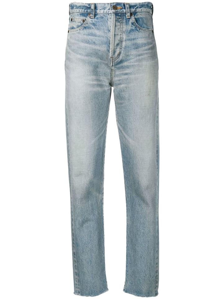 Saint Laurent Slim-fit Raw Edge Jeans - Blue