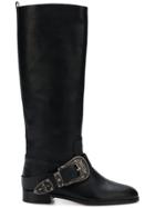 Red Valentino Buckle Knee-length Boots - Black