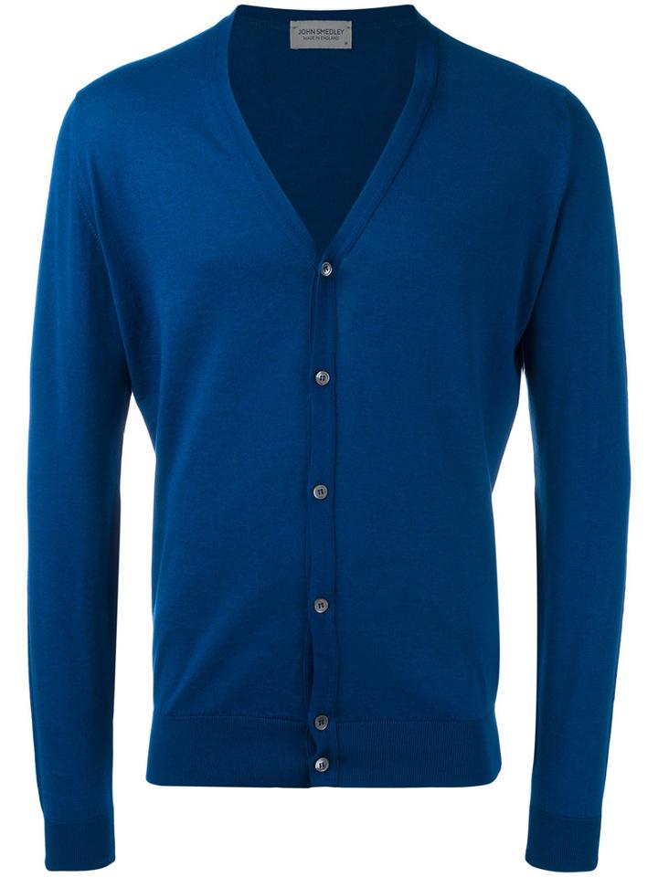 John Smedley - Classic Knitted Cardigan - Men - Cotton - M, Blue, Cotton