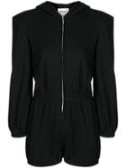 Seen Zipped Hooded Playsuit - Black