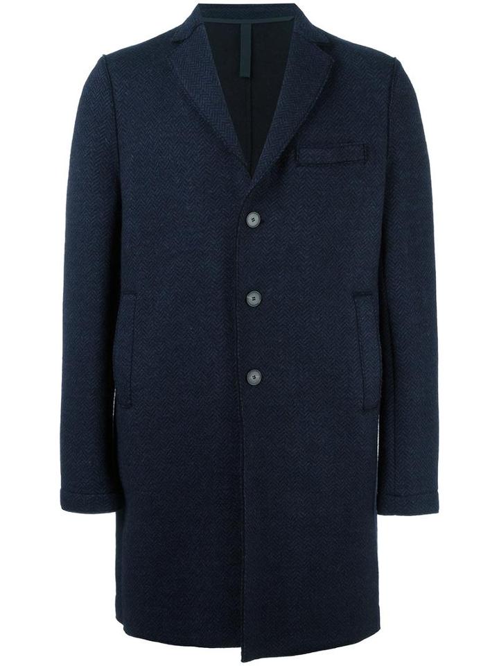 Harris Wharf London Single Breasted Coat, Men's, Size: 50, Blue, Virgin Wool/polyamide