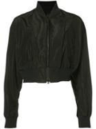 Yohji Yamamoto - Cropped Bomber Jacket - Women - Polyurethane/cupro/triacetate - 3, Women's, Black, Polyurethane/cupro/triacetate