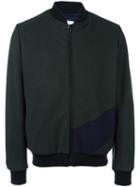 Msgm Back Logo Bomber Jacket, Men's, Size: 48, Green, Polyamide/polyester/acetate/wool