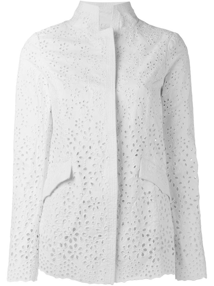 Ermanno Scervino Floral Eyelet Jacket, Women's, Size: 42, White, Cotton