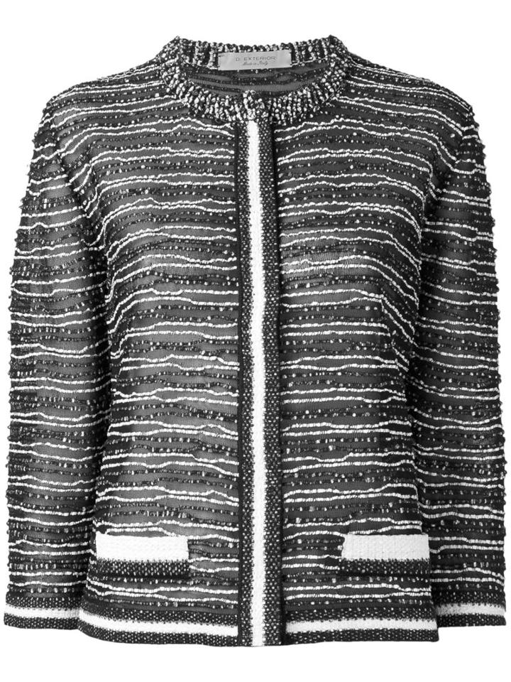 D.exterior - Collarless Cropped Jacket - Women - Cotton/polyamide/polyester/viscose - L, Black, Cotton/polyamide/polyester/viscose
