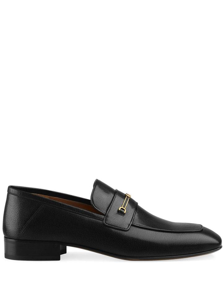 Gucci Leather Loafer With Horsebit And Double G - Black