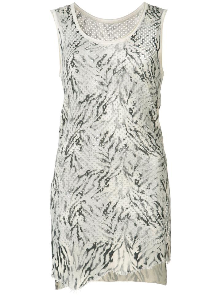 Victor Alfaro - Mesh Zebra Print Tank - Women - Silk/cashmere - L, Women's, White, Silk/cashmere