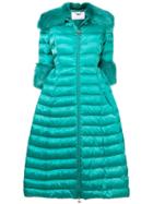 Elisabetta Franchi Faux Fur Trimmed Puffer Coat - Blue