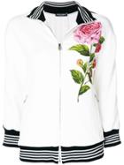 Dolce & Gabbana Rose Patch Cady Zip Sweatshirt - White