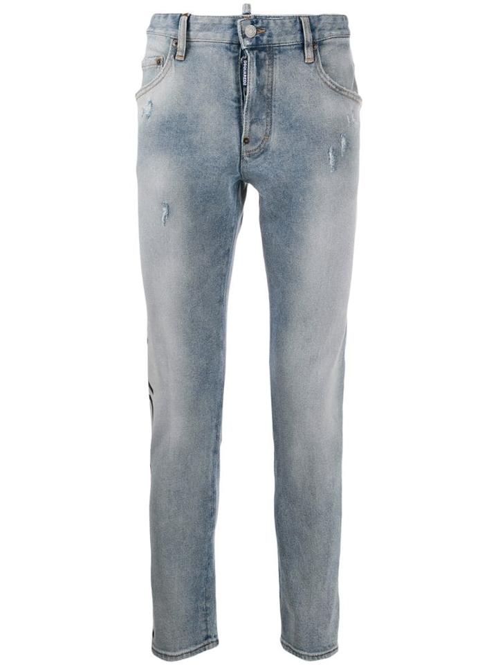 Dsquared2 Logo Print Denim Jeans - Blue