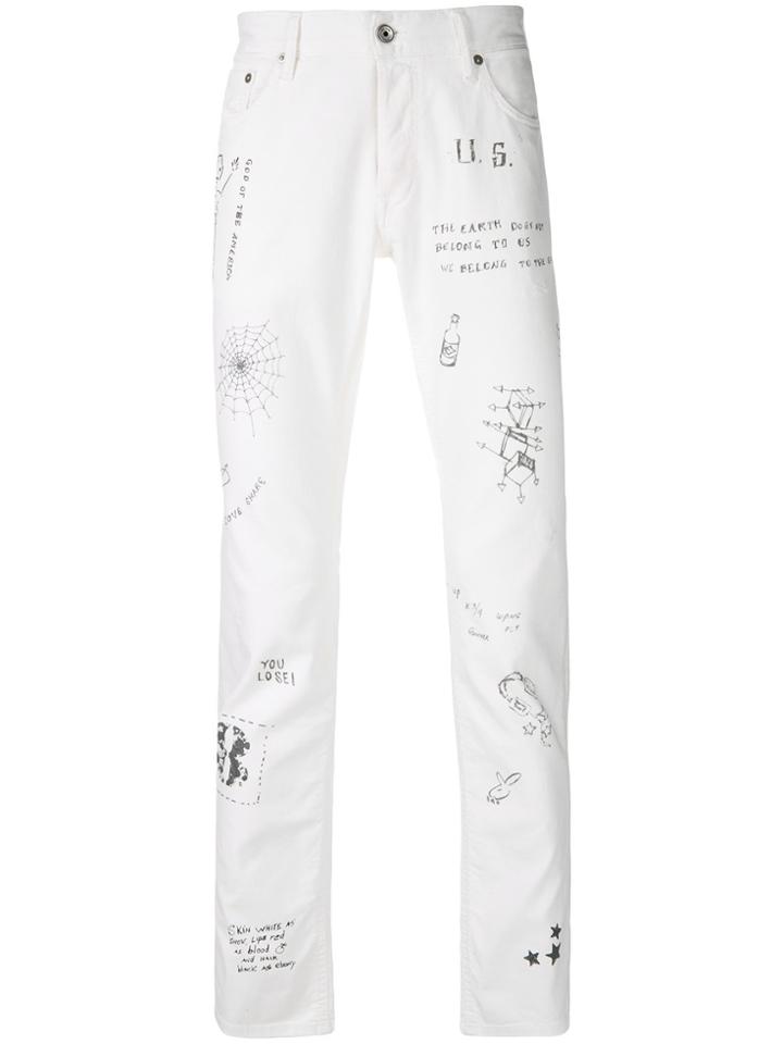 Just Cavalli Printed Denim Trousers - White