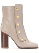 Mulberry Snap Button Ankle Boots - Nude & Neutrals