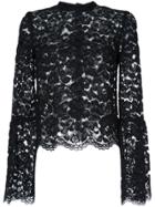 Aula Flared Cuff Lace Detail Top - Black