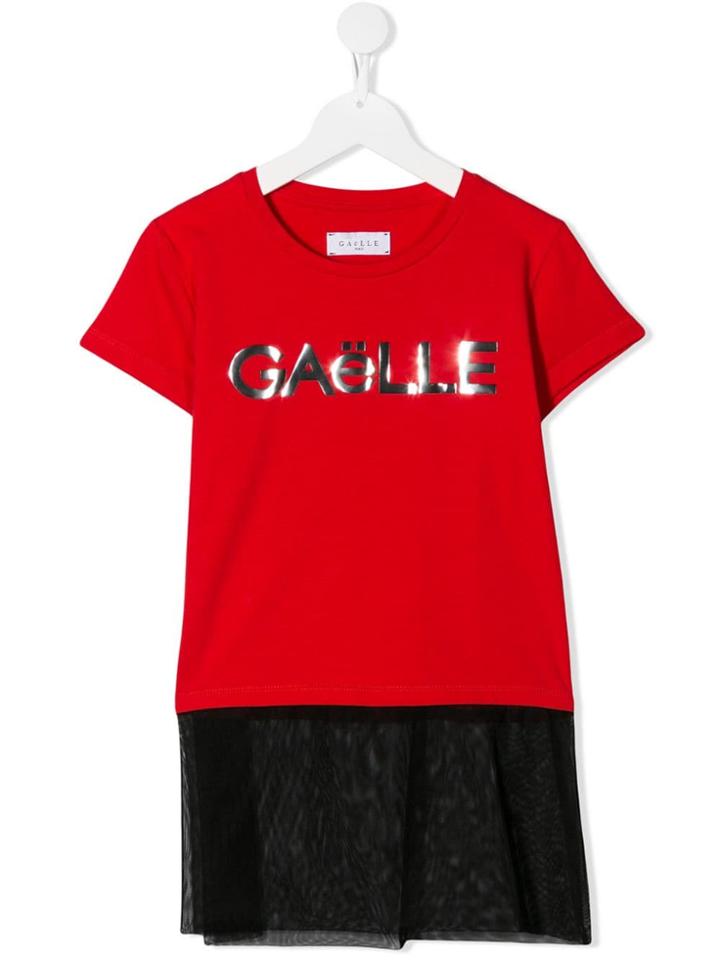 Gaelle Paris Kids Teen Mesh Panel T-shirt - Red