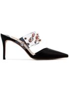 Sophia Webster Black Dina 85 Rhinestone Embellished Mules