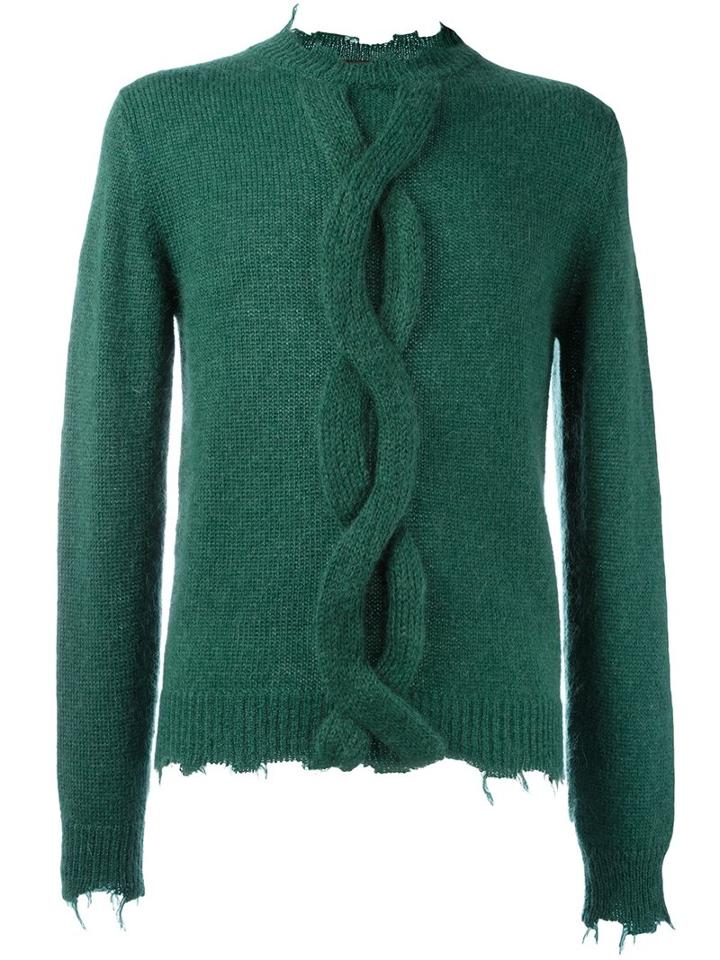 Etro Braided Detail Jumper, Men's, Size: Large, Green, Polyamide/mohair/wool