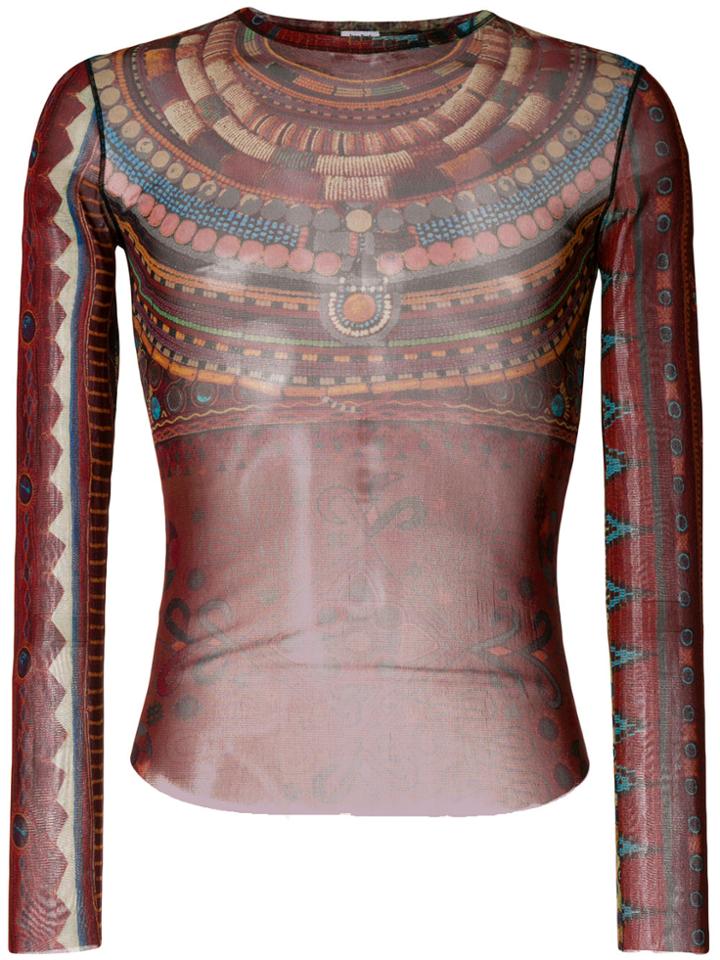 Jean Paul Gaultier Vintage Jewellery Print Sheer T-shirt - Pink &