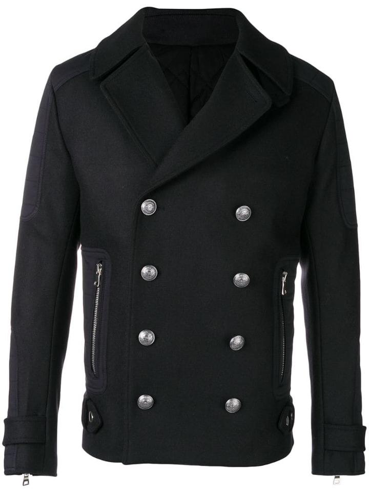 Balmain Double Breasted Biker Jacket - Blue