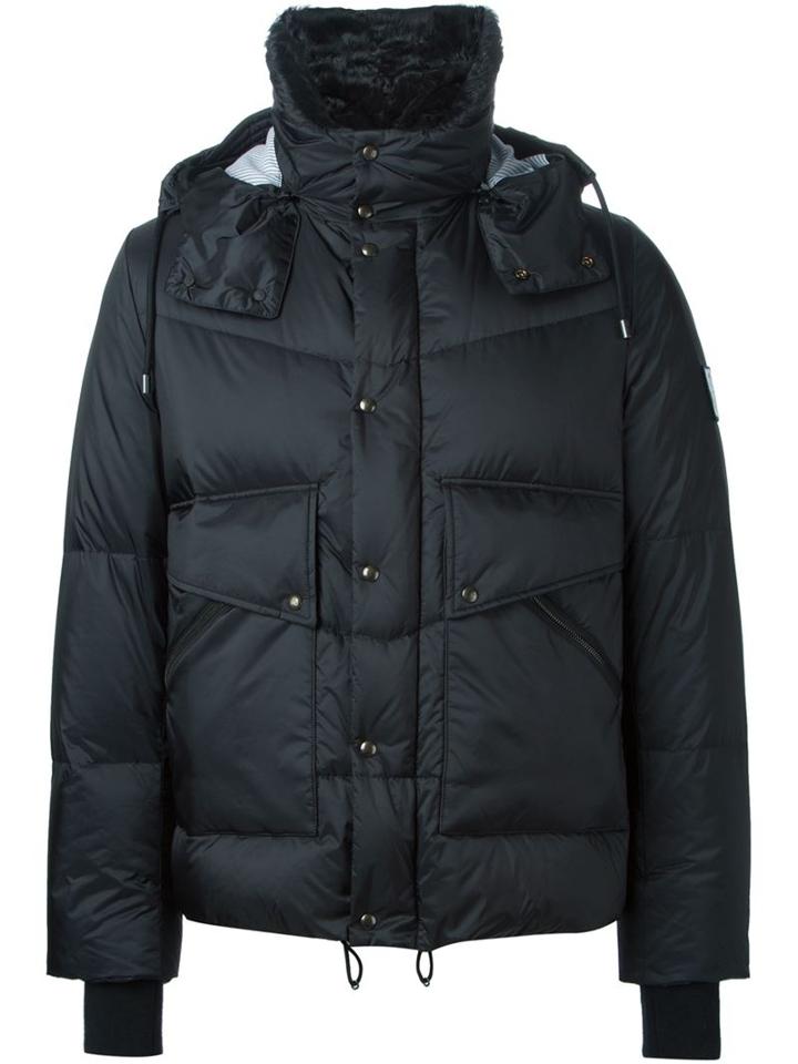 Moncler Gamme Bleu Hooded Padded Jacket, Men's, Size: 2, Black, Polyamide/cotton/cupro/lamb Fur