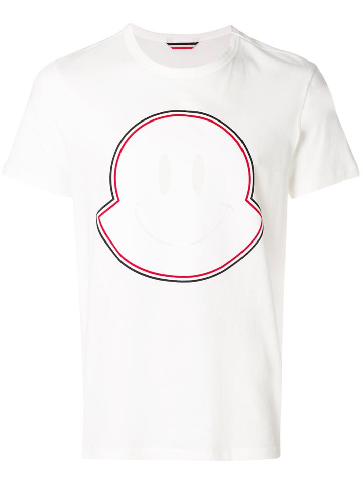Moncler Smiley Face Maxi Logo T-shirt - White