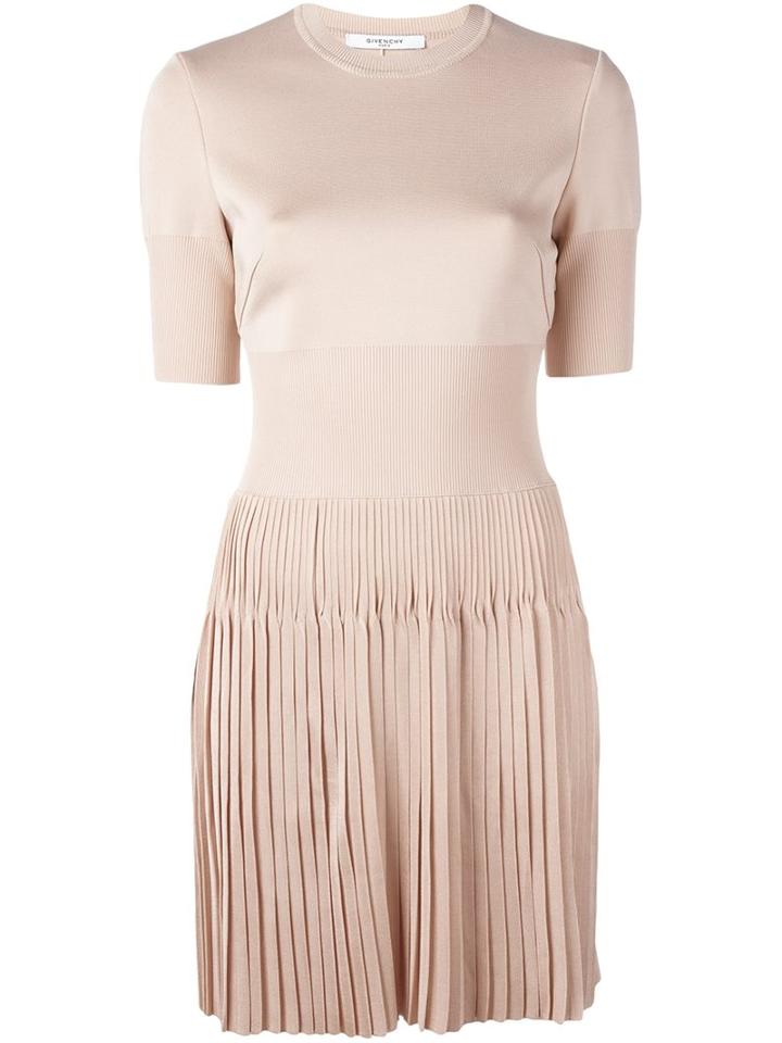 Givenchy Pleated Skirt Short Dress, Women's, Size: Small, Nude/neutrals, Polyamide/spandex/elastane/viscose