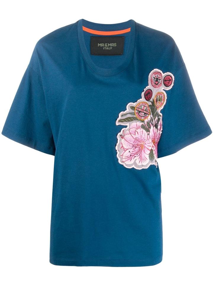 Mr & Mrs Italy Oversized Embroidered T-shirt - Blue