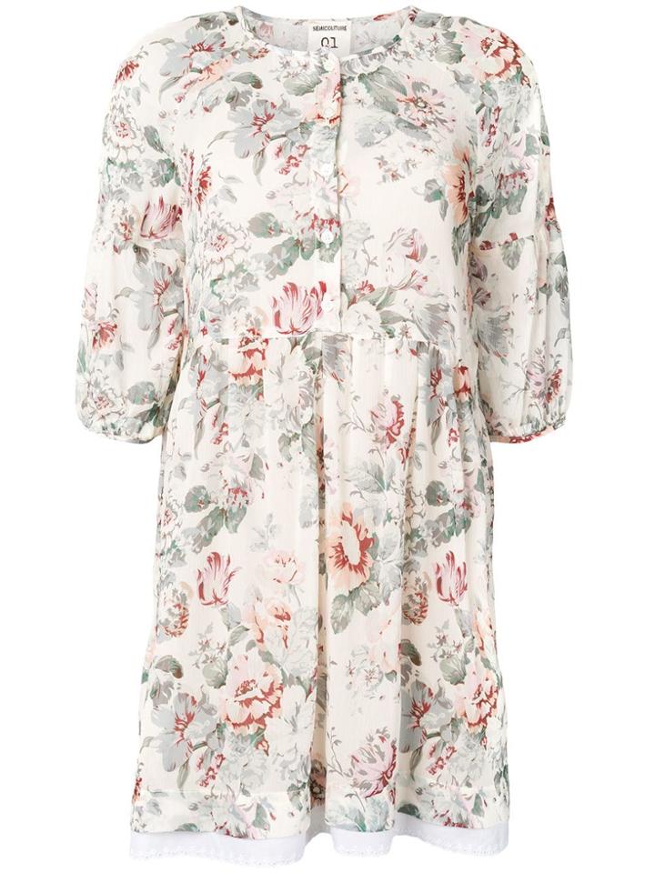 Semicouture Pierce Floral Shirt Dress - White