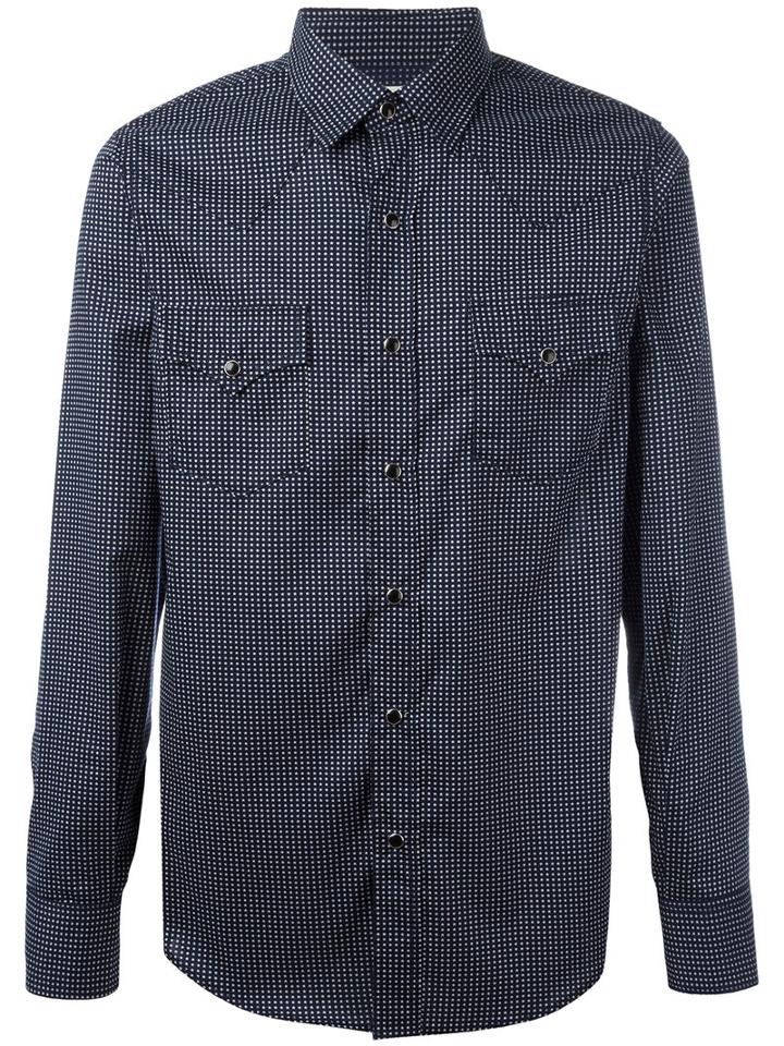 Saint Laurent - Western Star Print Shirt - Men - Cotton - L, Blue, Cotton