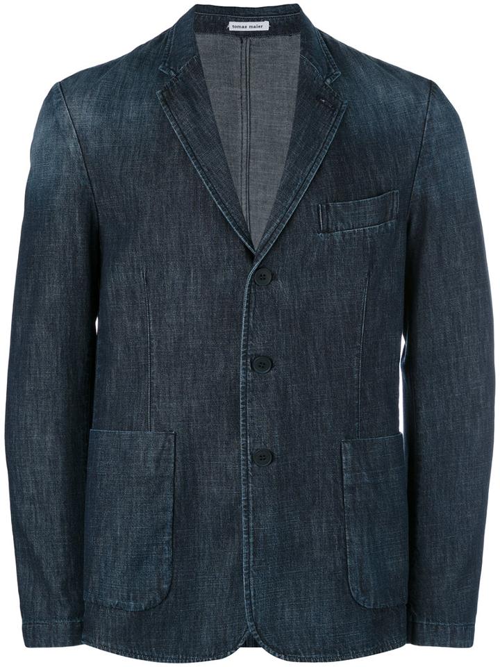 Tomas Maier Denim Blazer, Size: Small, Blue, Cotton