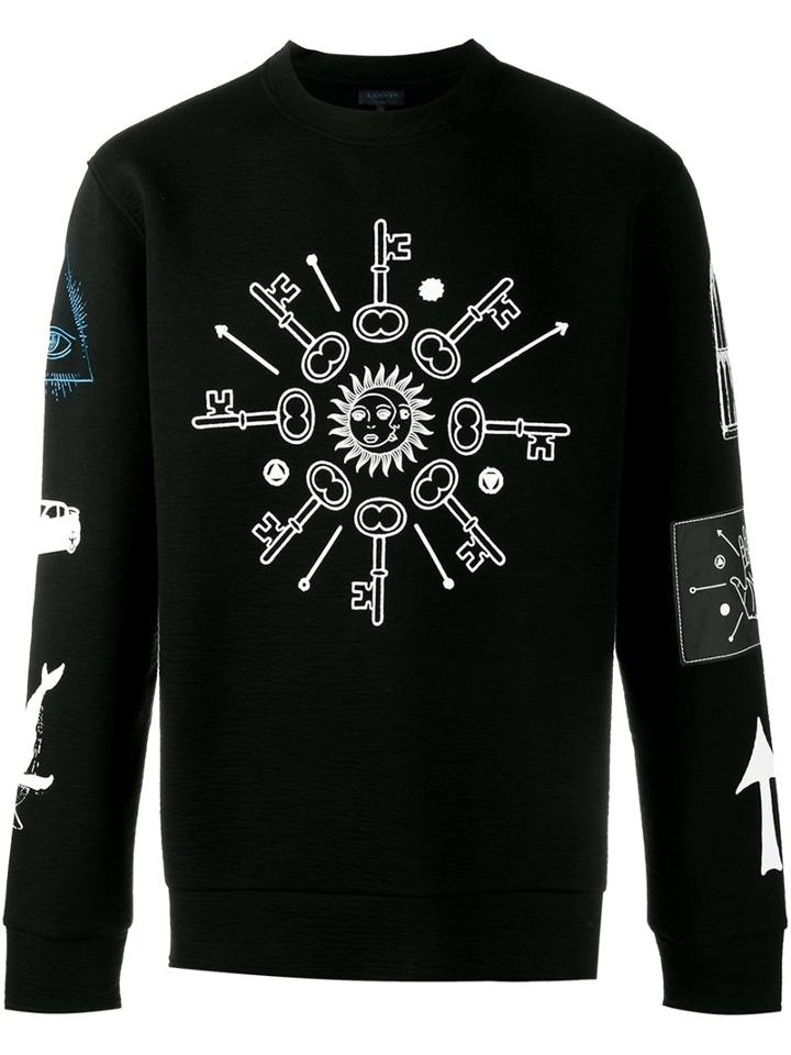 Lanvin Printed Sweatshirt, Men's, Size: Medium, Black, Cotton/polyamide/viscose
