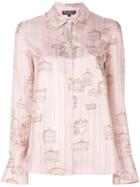 Salvatore Ferragamo Birdcage Print Shirt, Women's, Size: 44, Pink/purple, Silk