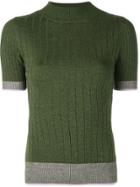 Tome Contrast Trim Knitted Top - Green
