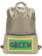 Fendi Green Slogan Drawstring Backpack