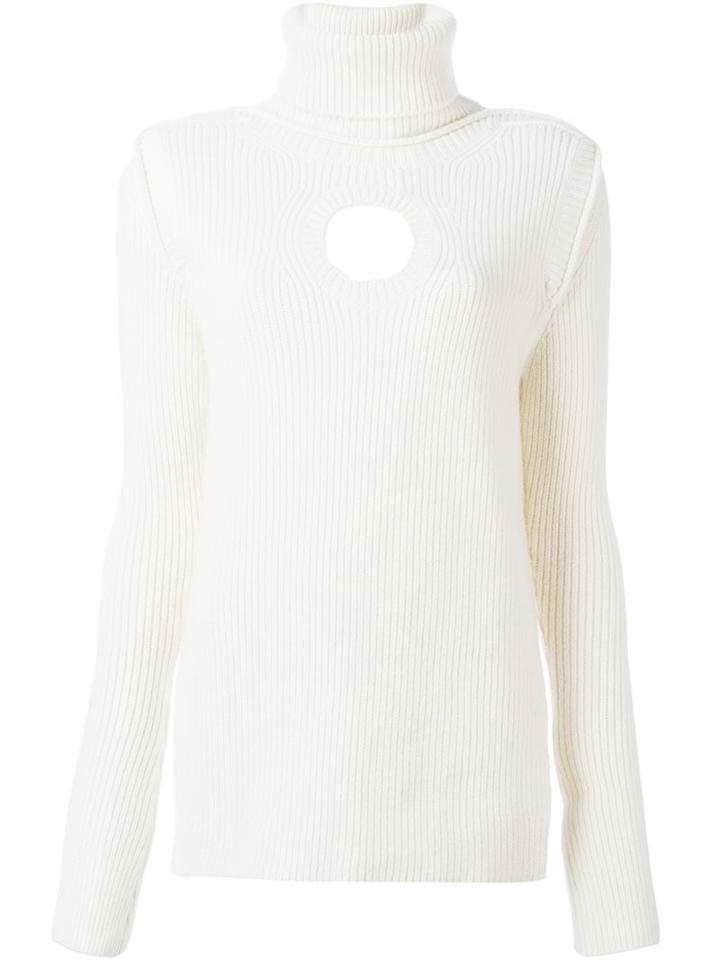 Ports 1961 Detachable Neck Rib Knit Sweater, Women's, Size: Medium, Nude/neutrals, Virgin Wool
