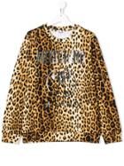 Moschino Kids Teen Leopard Logo Print Sweatshirt - Brown