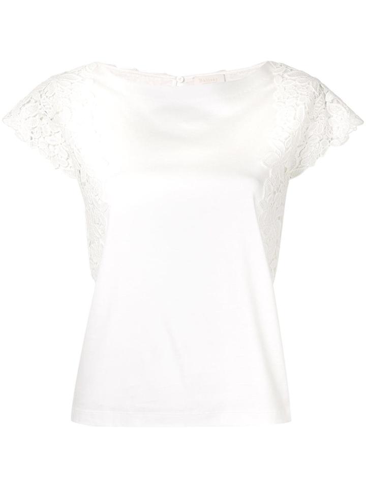 Ballsey Crochet Sleeve T-shirt - White
