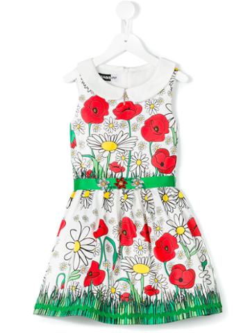 Paesaggino - Poppy And Daisy Print Dress - Kids - Polyester/spandex/elastane - 12 Yrs, White