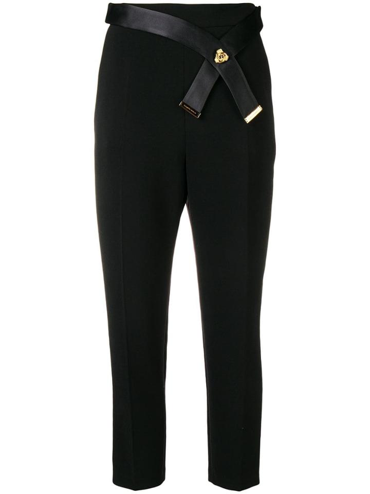 Elisabetta Franchi Belted Cigarette Trousers - Black