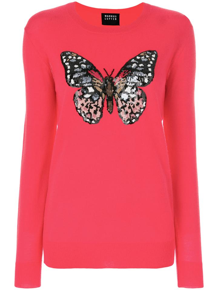 Markus Lupfer Butterfly Sequin Sweater - Red