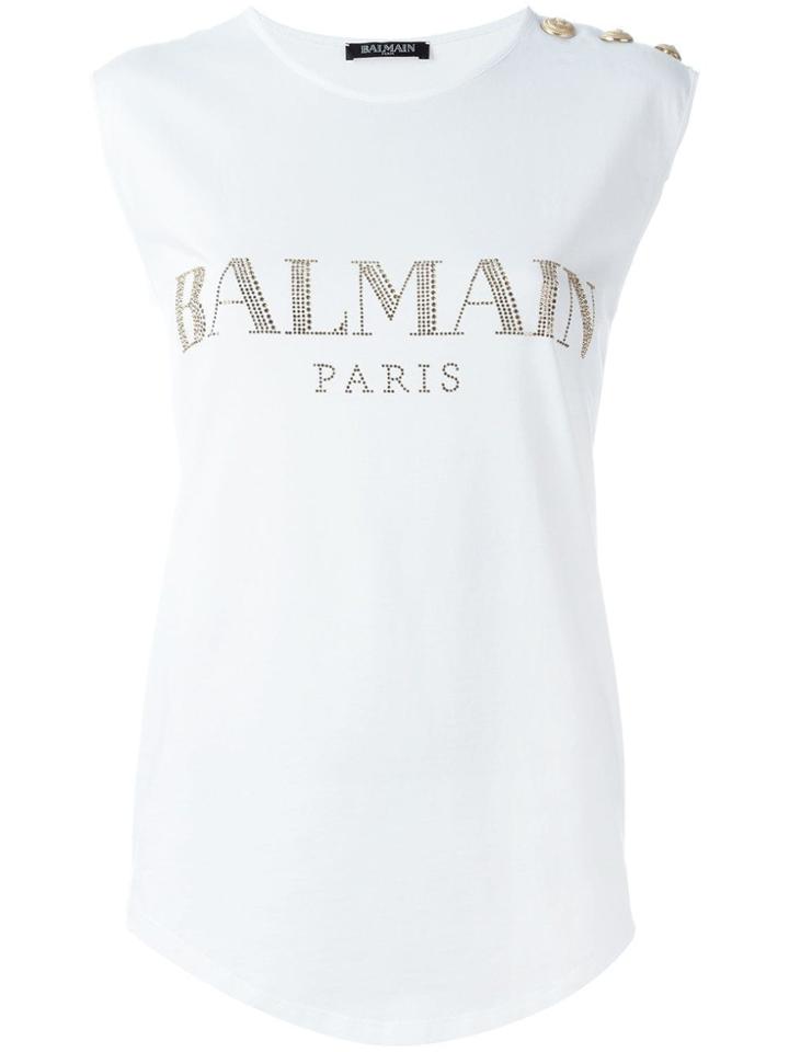 Balmain Embellished Logo T-shirt - White