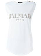 Balmain Embellished Logo T-shirt - White
