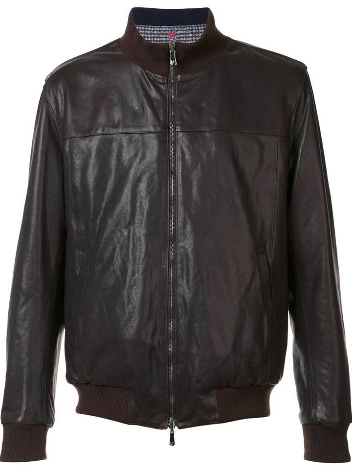 Isaia Reversible Leather Bomber