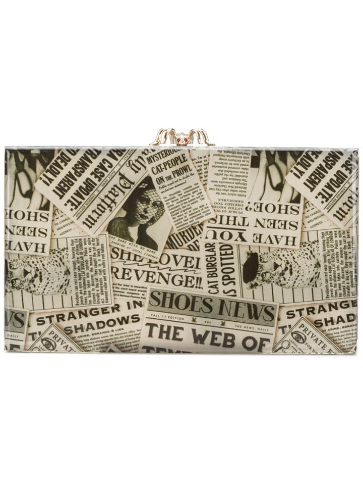 Charlotte Olympia Gazette Print Clutch - Nude & Neutrals