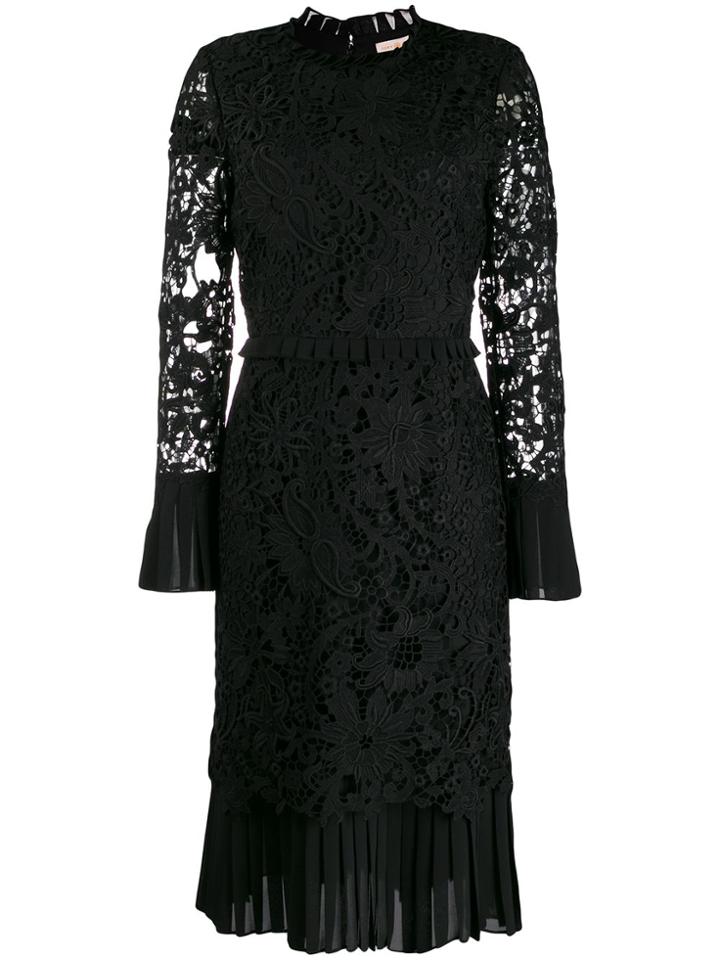 Tory Burch Lace-pattern Fitted Dress - Black