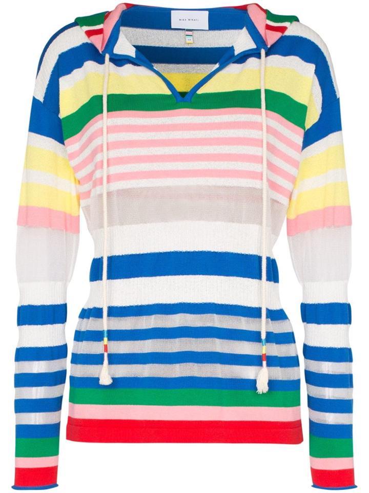 Mira Mikati Stripe Cotton Blend Hoodie - Pink
