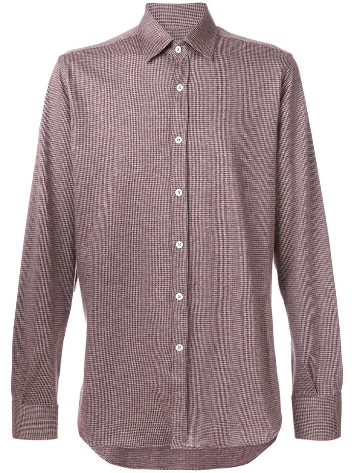 Canali Houndstooth Shirt - Red