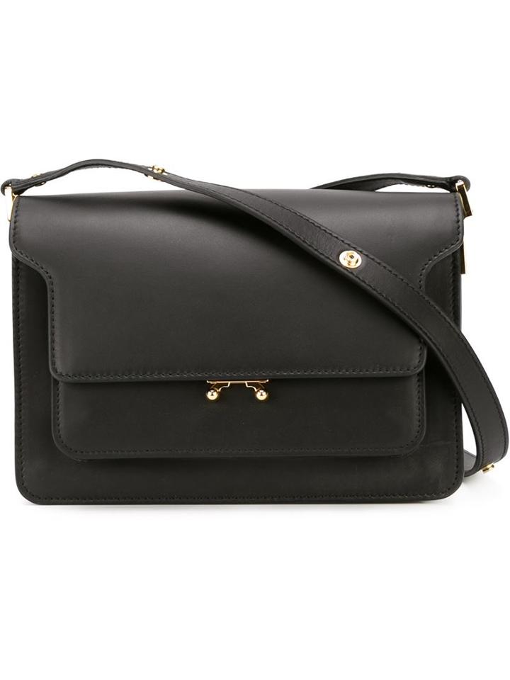 Marni Metal Trunk Shoulder Bag, Women's, Black, Calf Leather