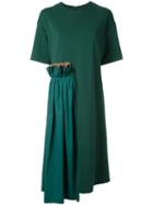 Muveil Ruffled Detailing T-shirt Dress, Women's, Size: 36, Green, Cotton/polyester/polyurethane